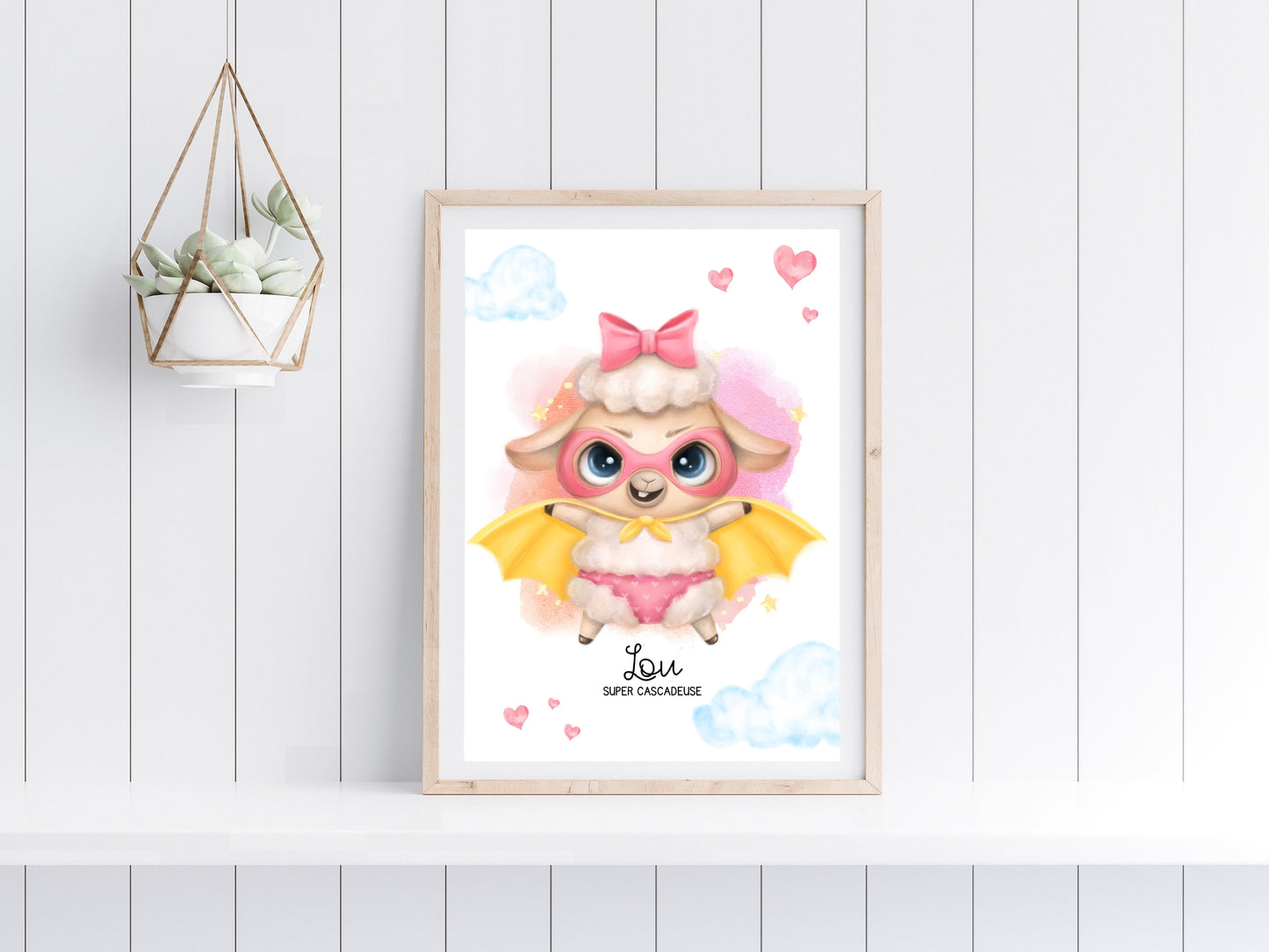 Affiche super héros mignon personnalisable avec prénom et qualité de l'enfant