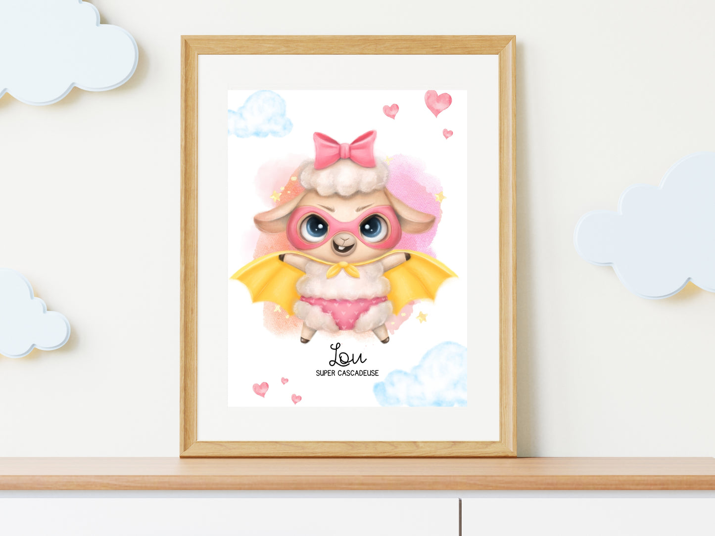 Affiche super héros mignon personnalisable avec prénom et qualité de l'enfant