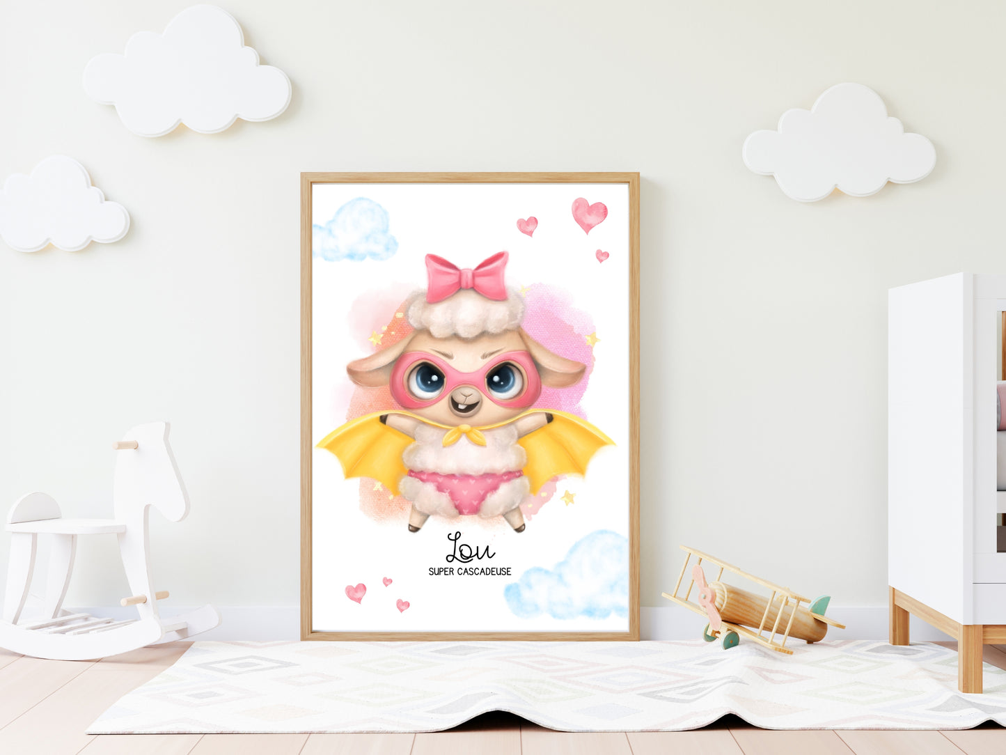 Affiche super héros mignon personnalisable avec prénom et qualité de l'enfant