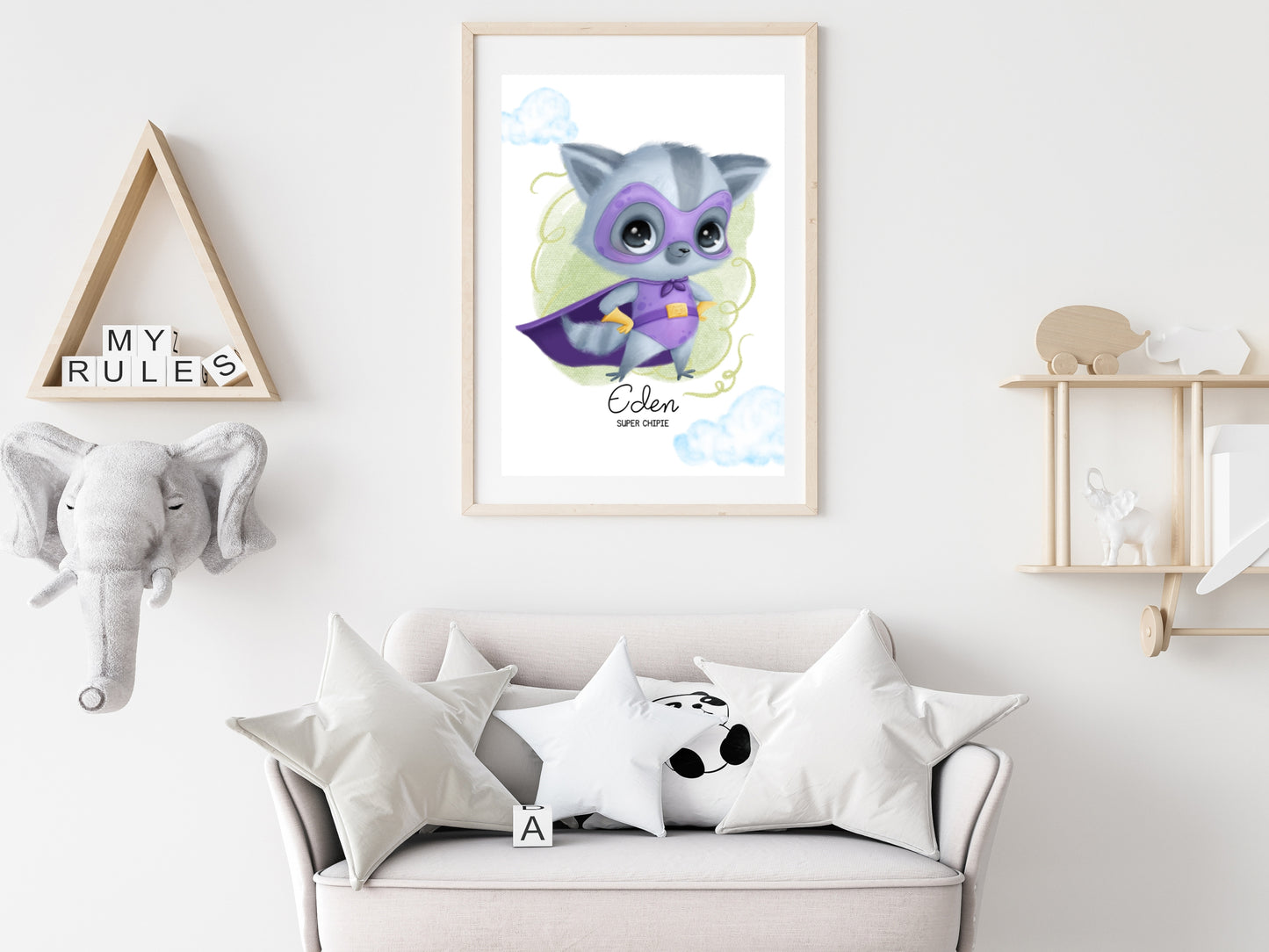 Affiche super héros mignon personnalisable avec prénom et qualité de l'enfant