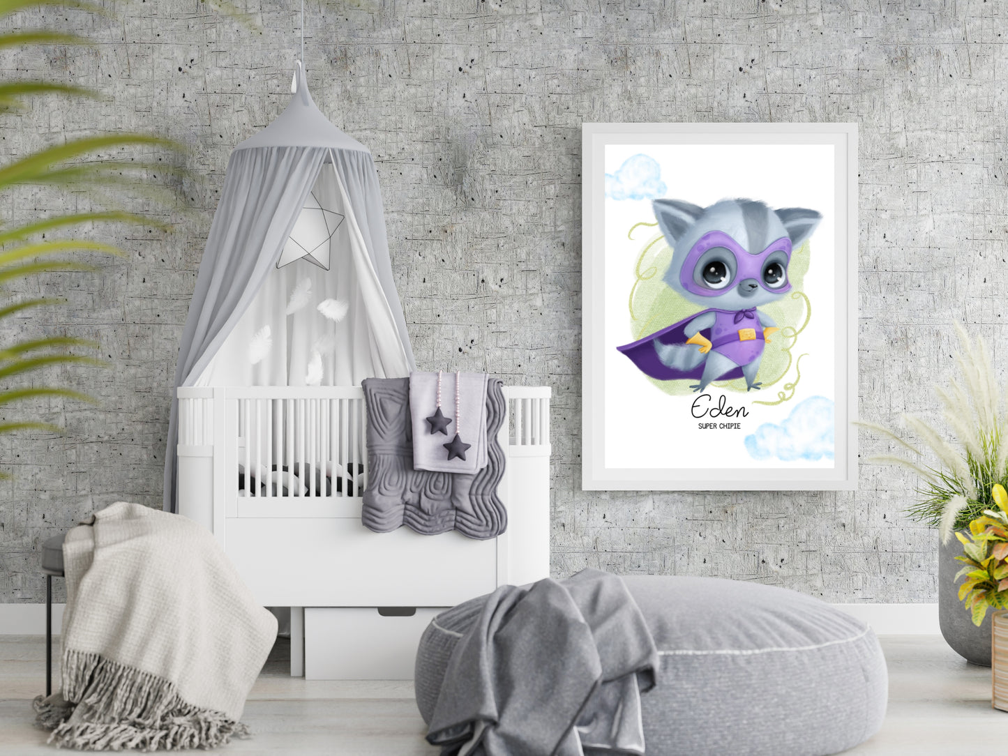 Affiche super héros mignon personnalisable avec prénom et qualité de l'enfant