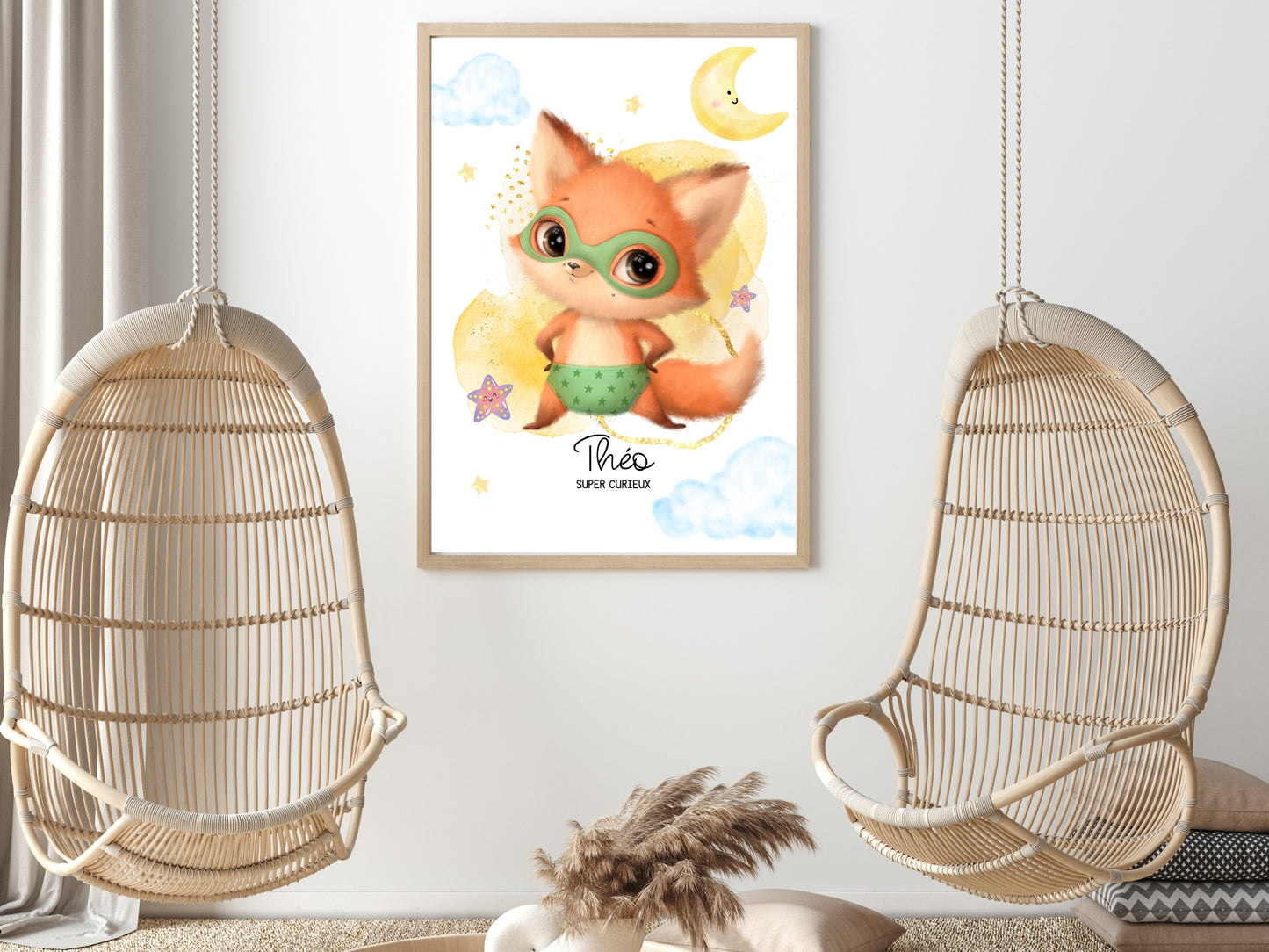 Affiche super héros mignon personnalisable avec prénom et qualité de l'enfant