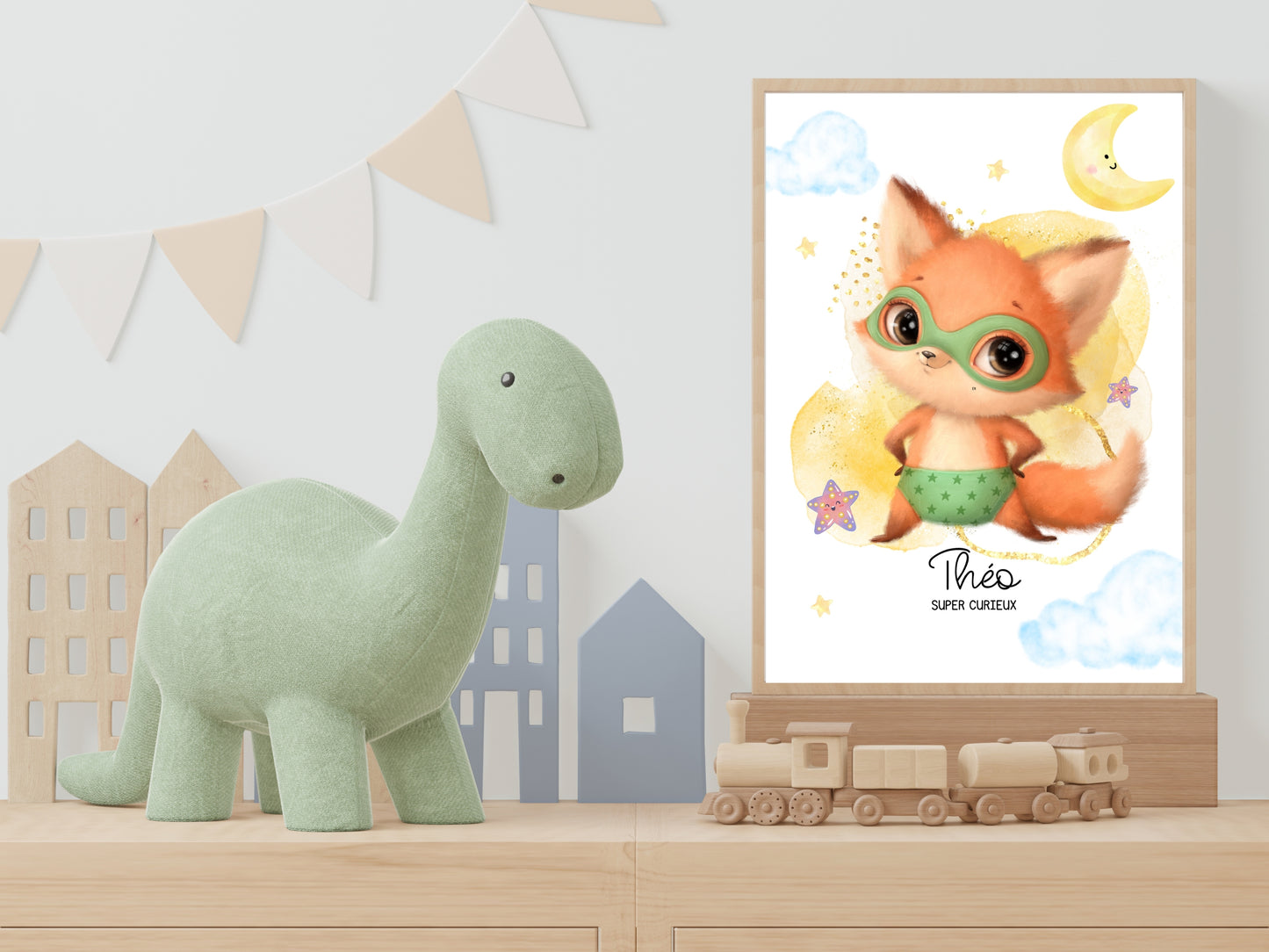 Affiche super héros mignon personnalisable avec prénom et qualité de l'enfant