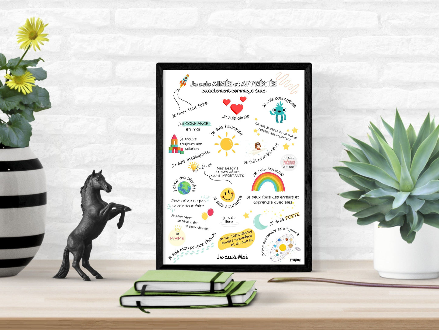 Affiche affirmations positives pour enfant en version garçon ou fille