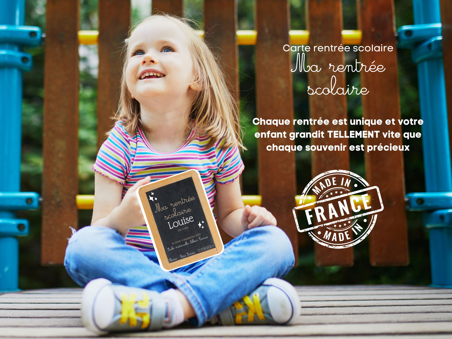 Carte ardoise souvenir photo rentrée scolaire