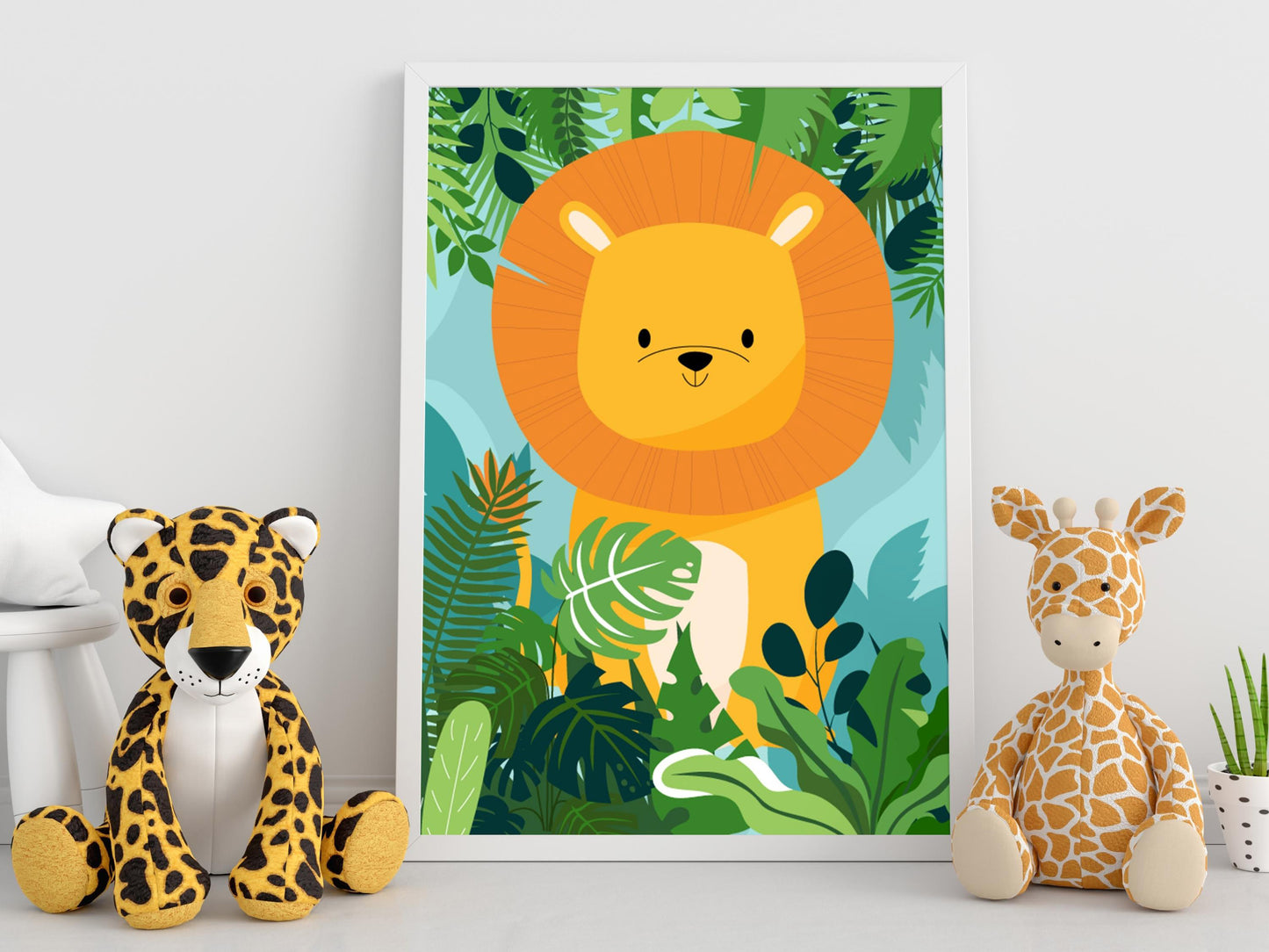 Jungle Animal Posters Elephant Lion Giraffe Monkey - baby children's room 4 posters - decoration boy girl birth - safari dco