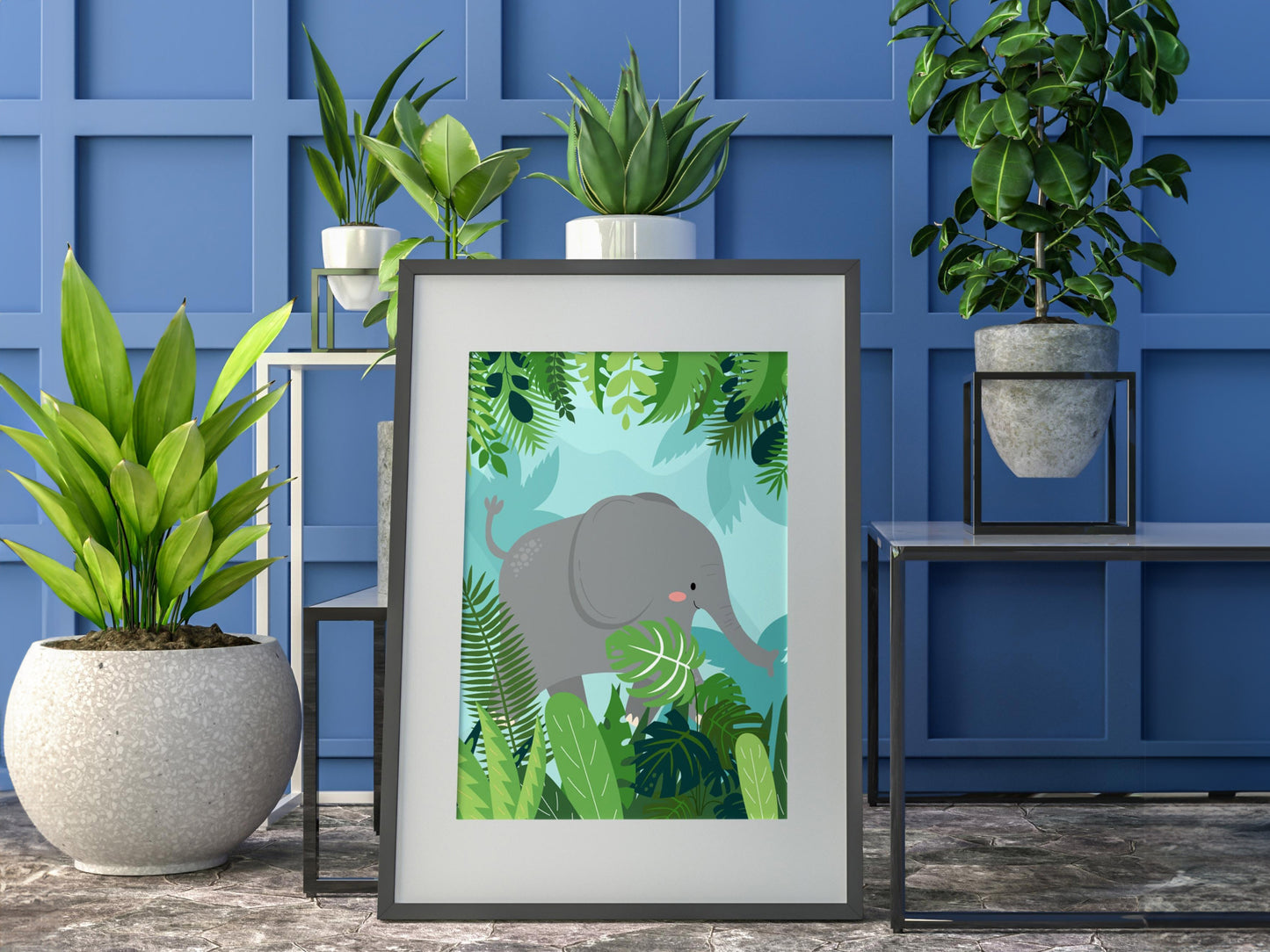 Jungle Animal Posters Elephant Lion Giraffe Monkey - baby children's room 4 posters - decoration boy girl birth - safari dco