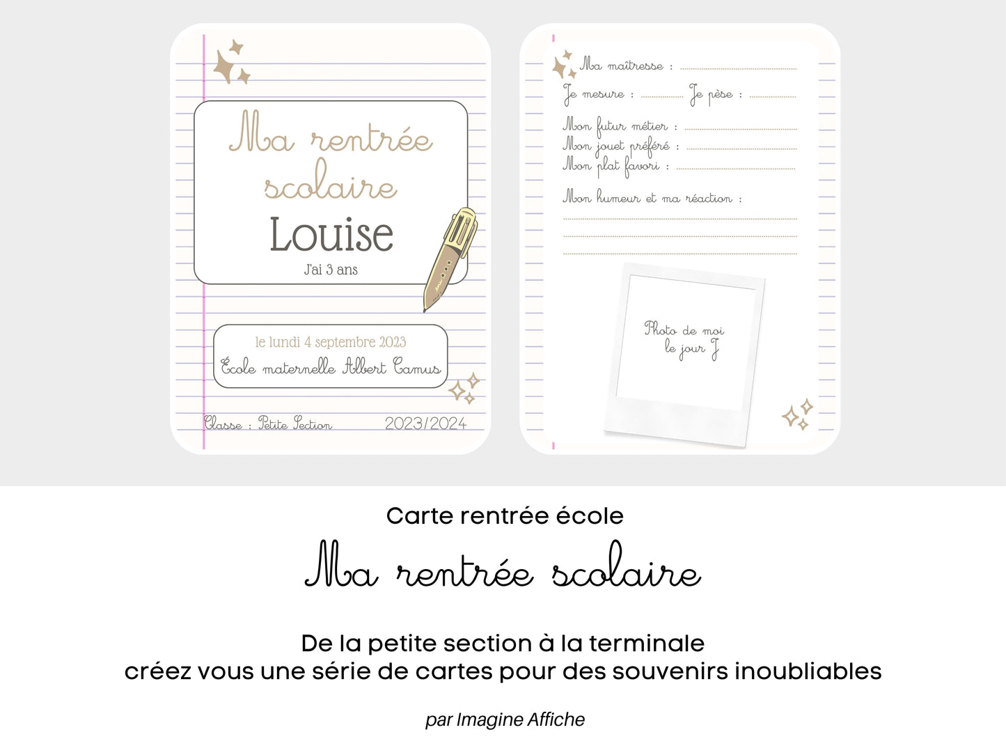 Carte souvenir photo rentrée scolaire