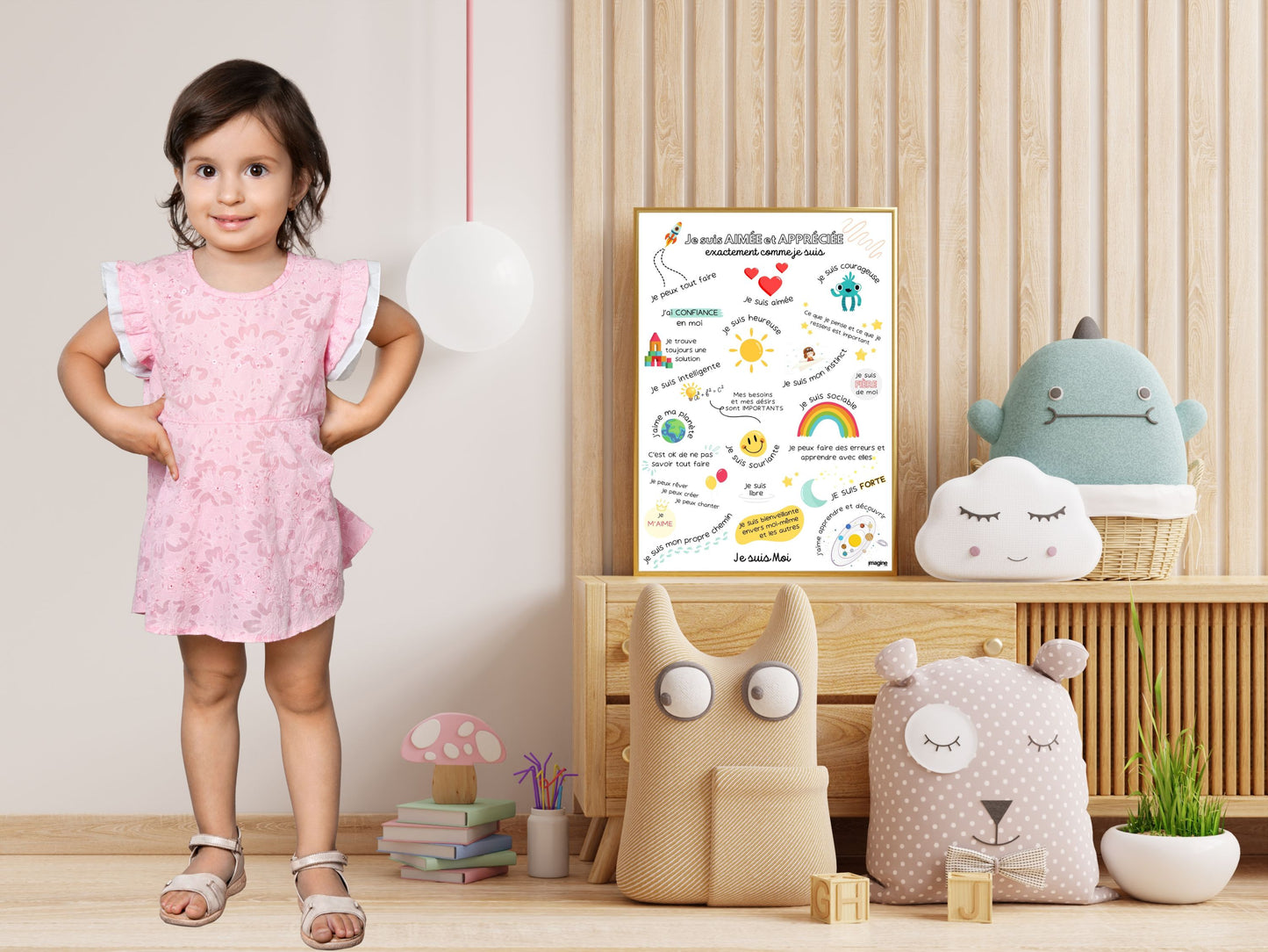 Affiche affirmations positives pour enfant en version garçon ou fille