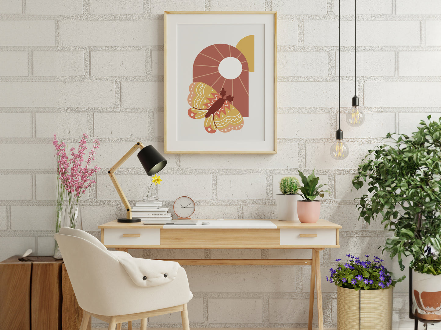 Affiches hibou tipi lune papillon thème boho bohème