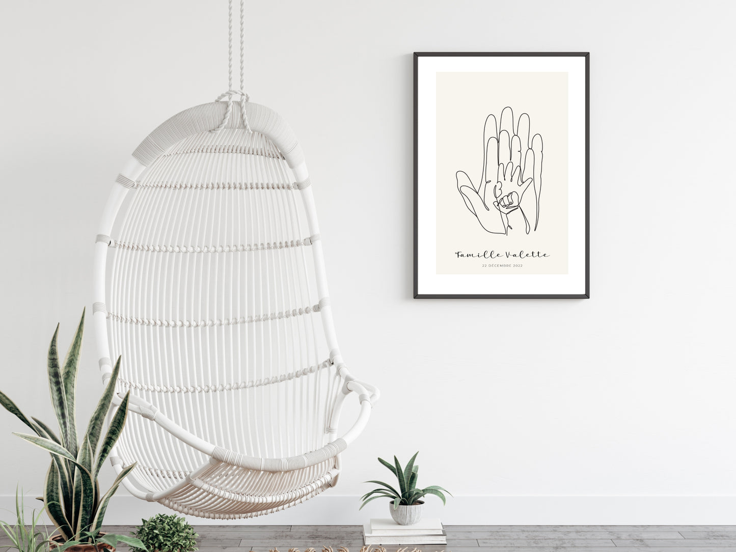 Affiche main papa maman et deux enfants/bébés personnalisable