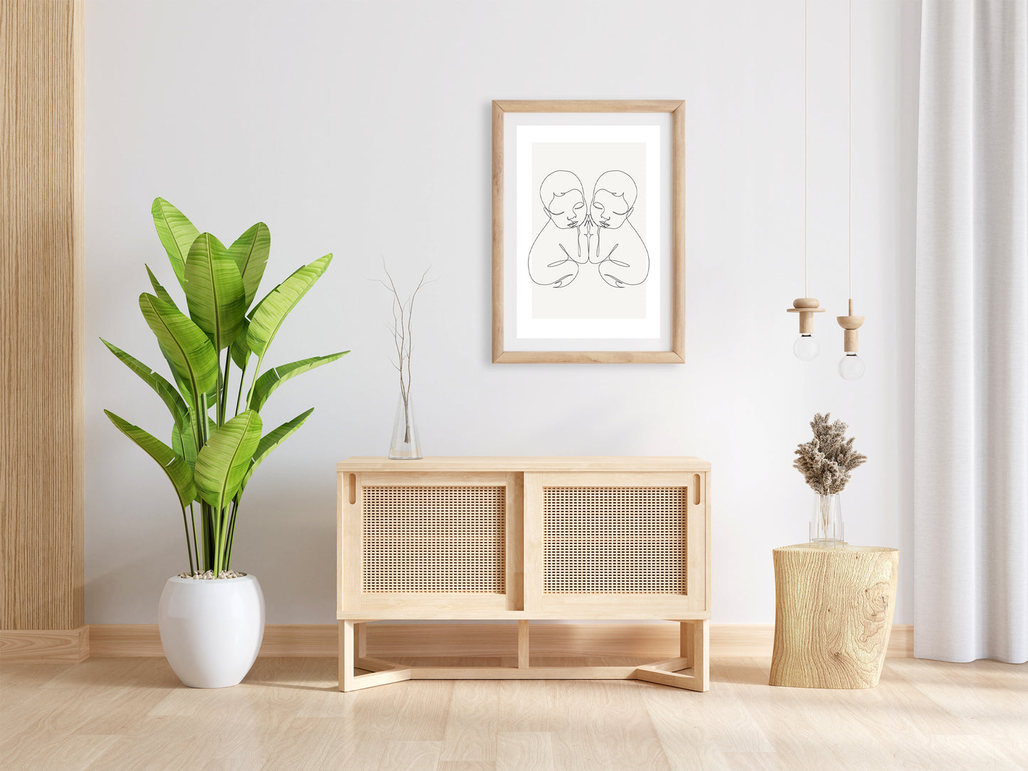 Affiche jumeaux bébés personnalisable - Line art
