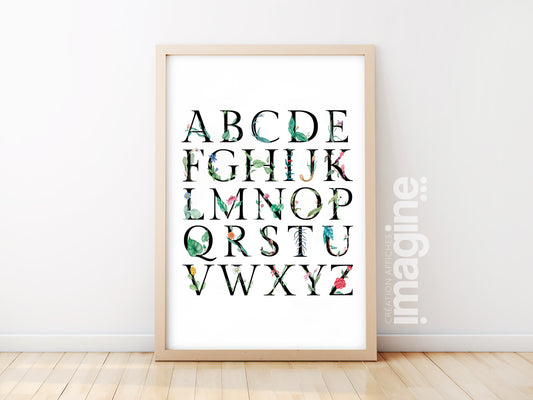 Alphabet book customizable flower theme poster
