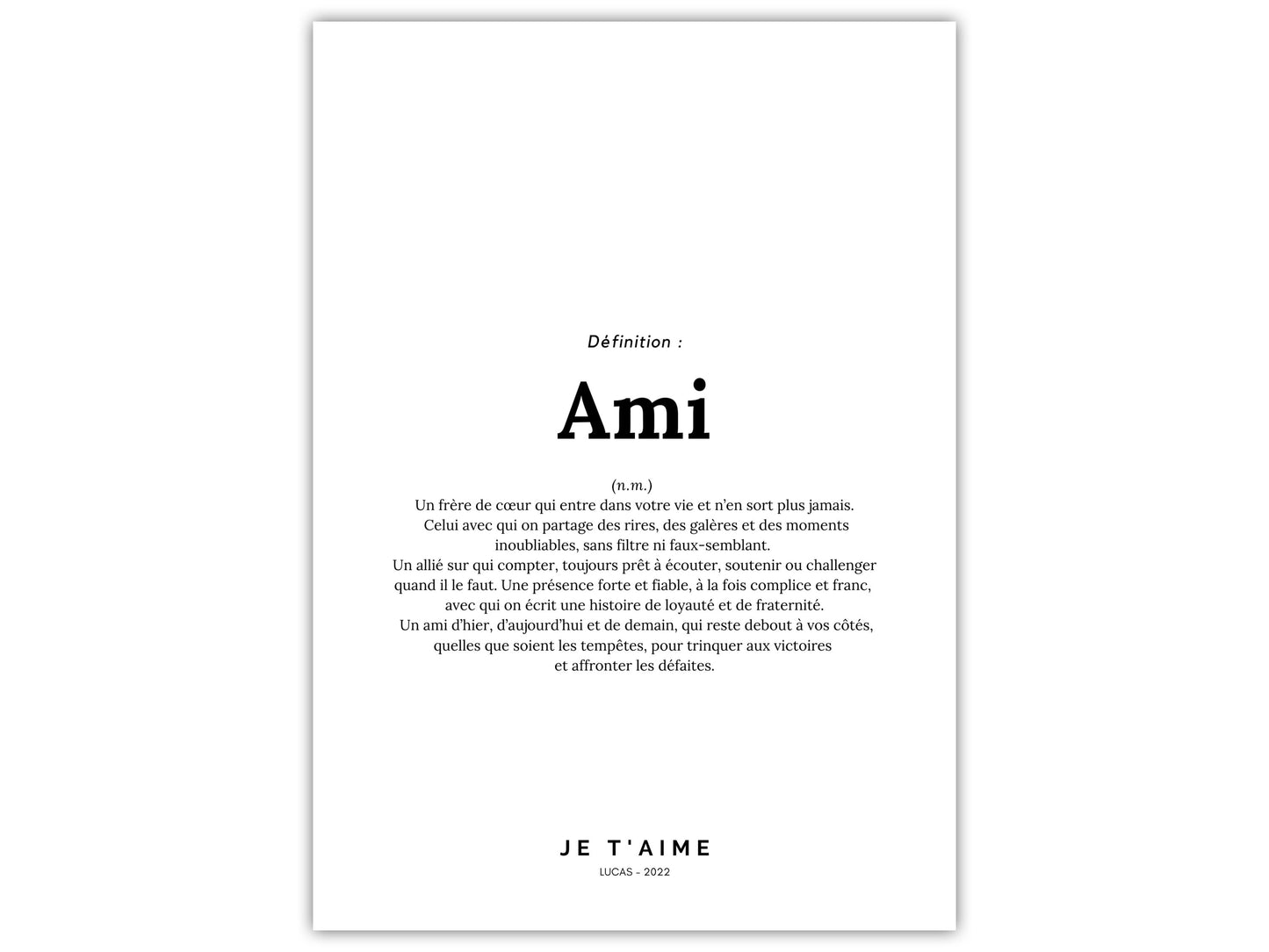Affiche définition ami