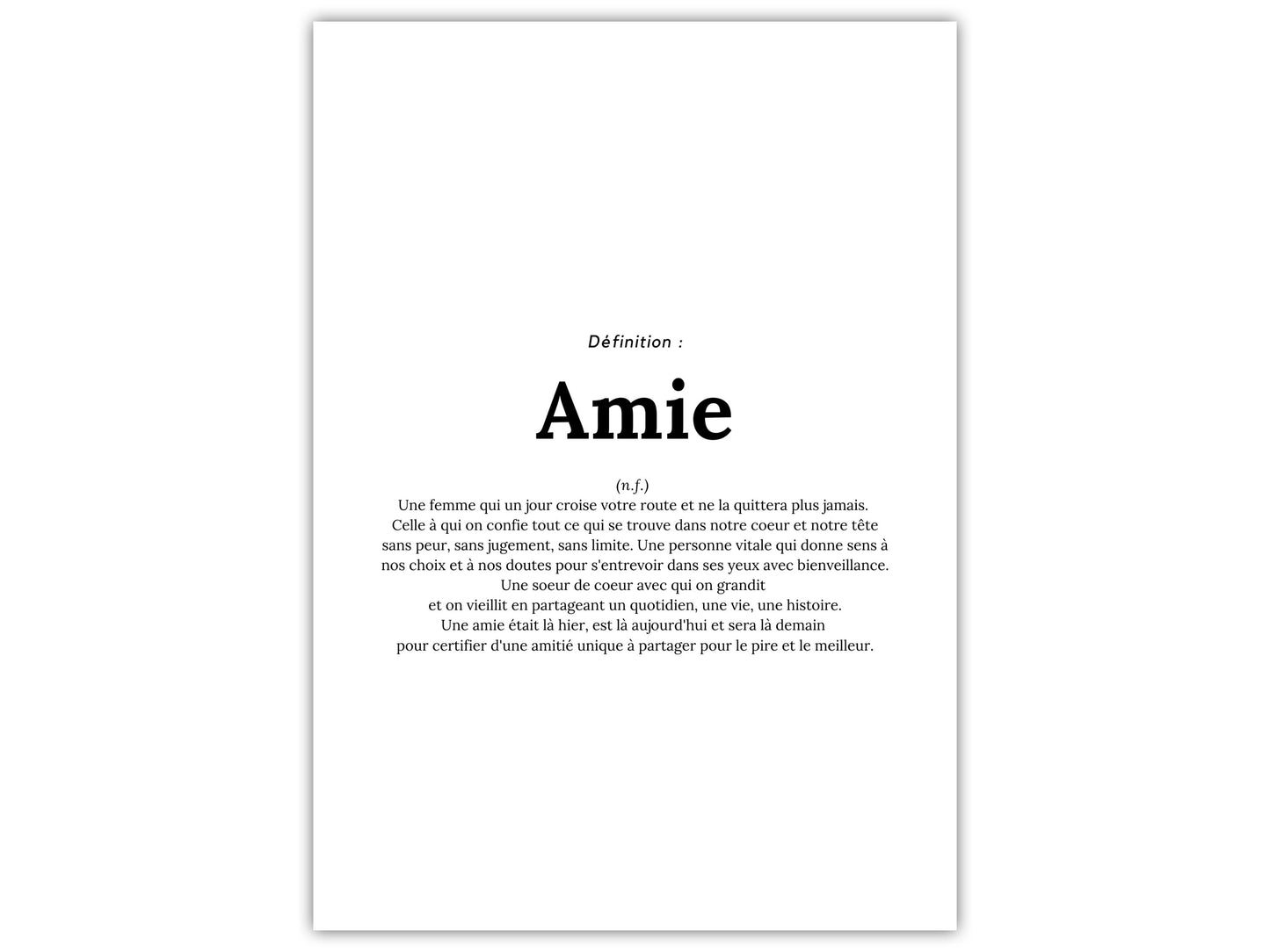 Affiche définition amie