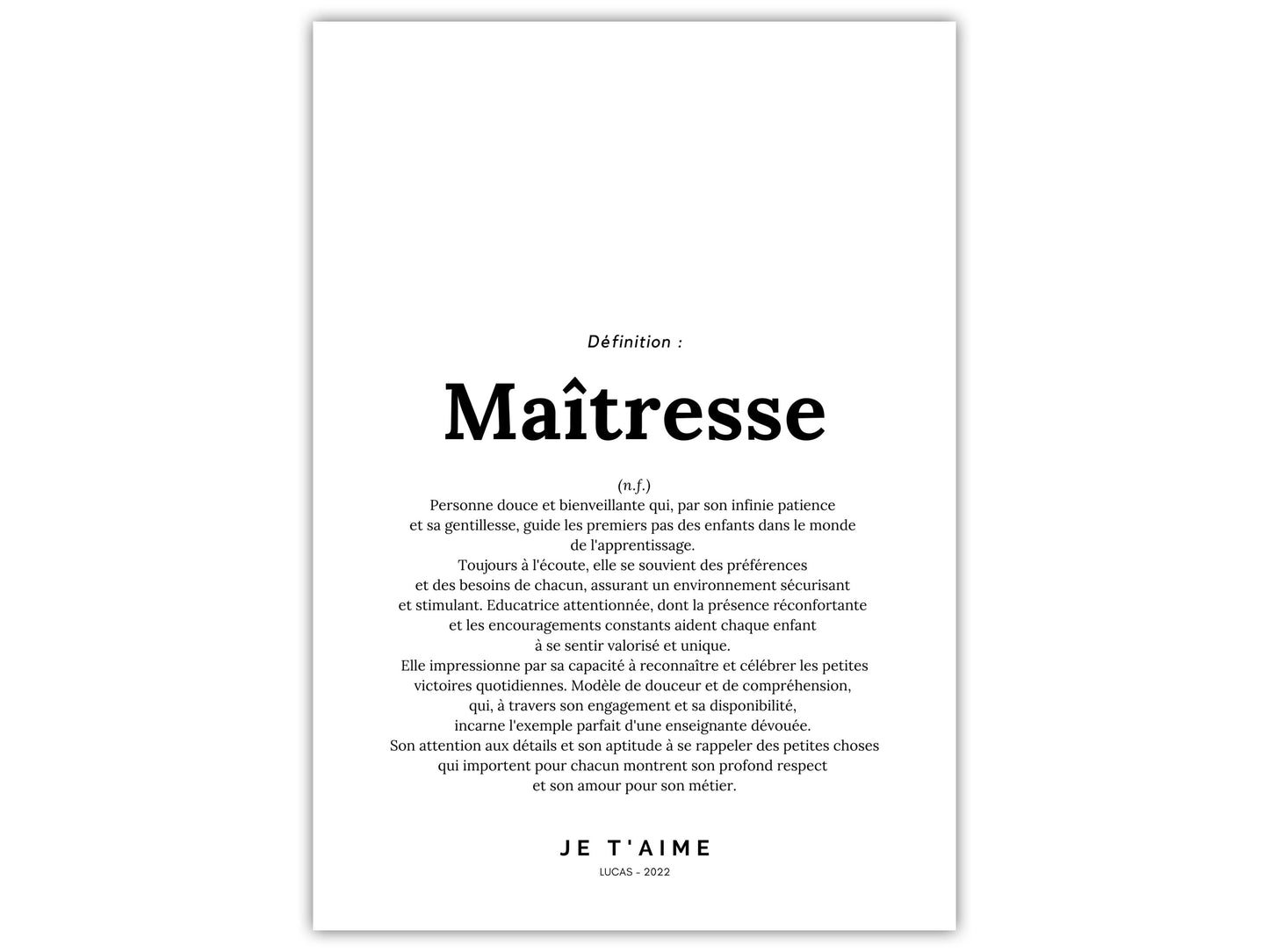 Affiche définition maîtresse