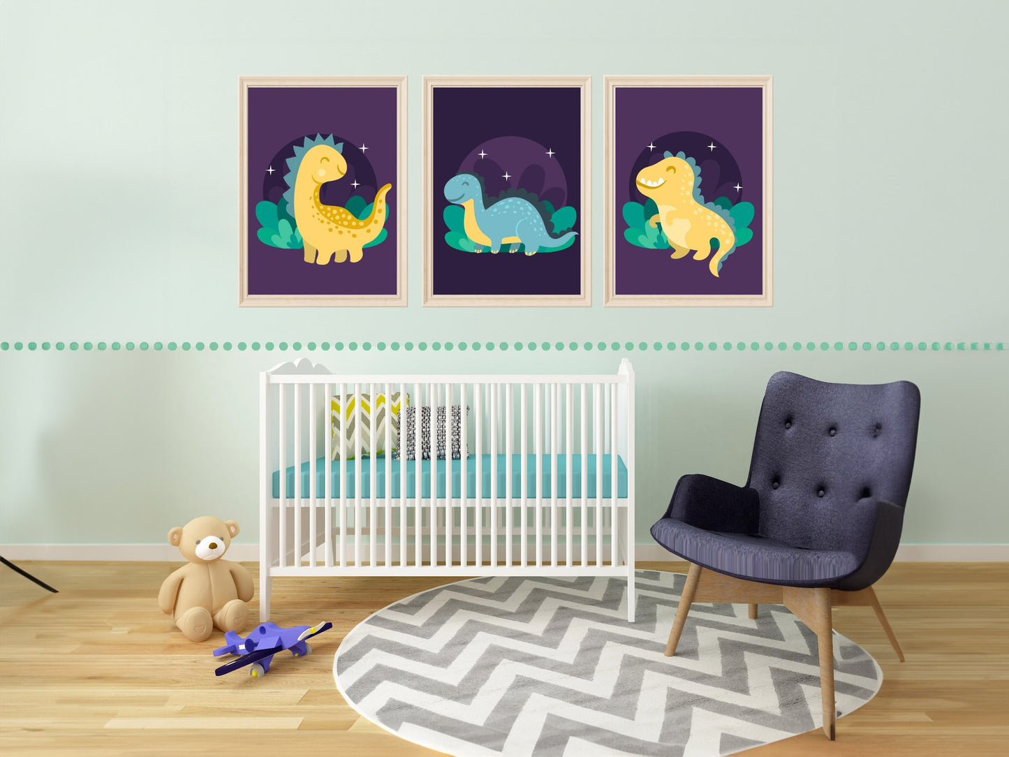 Dinosaur Posters for Children's Room - Decoration for Boy or Girl - 3 Prehistory Posters - Gift Idea - Quality Print