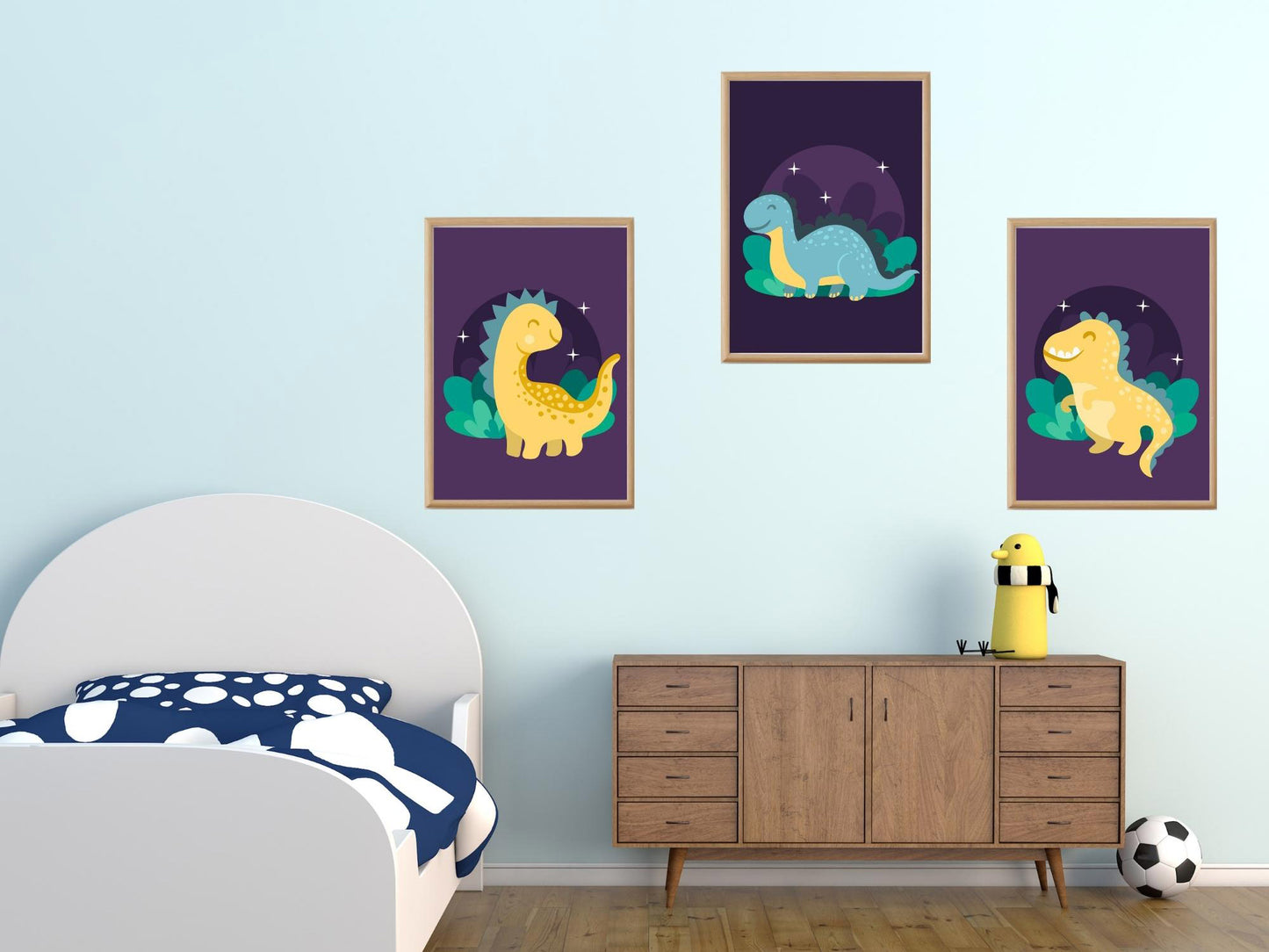 Dinosaur Posters for Children's Room - Decoration for Boy or Girl - 3 Prehistory Posters - Gift Idea - Quality Print
