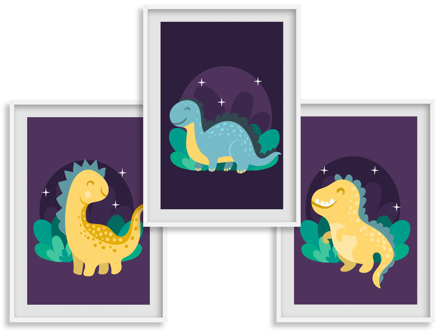 Dinosaur Posters for Children's Room - Decoration for Boy or Girl - 3 Prehistory Posters - Gift Idea - Quality Print