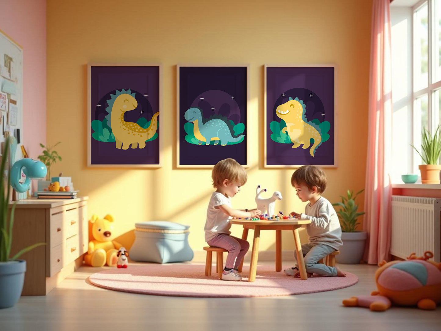 Dinosaur Posters for Children's Room - Decoration for Boy or Girl - 3 Prehistory Posters - Gift Idea - Quality Print