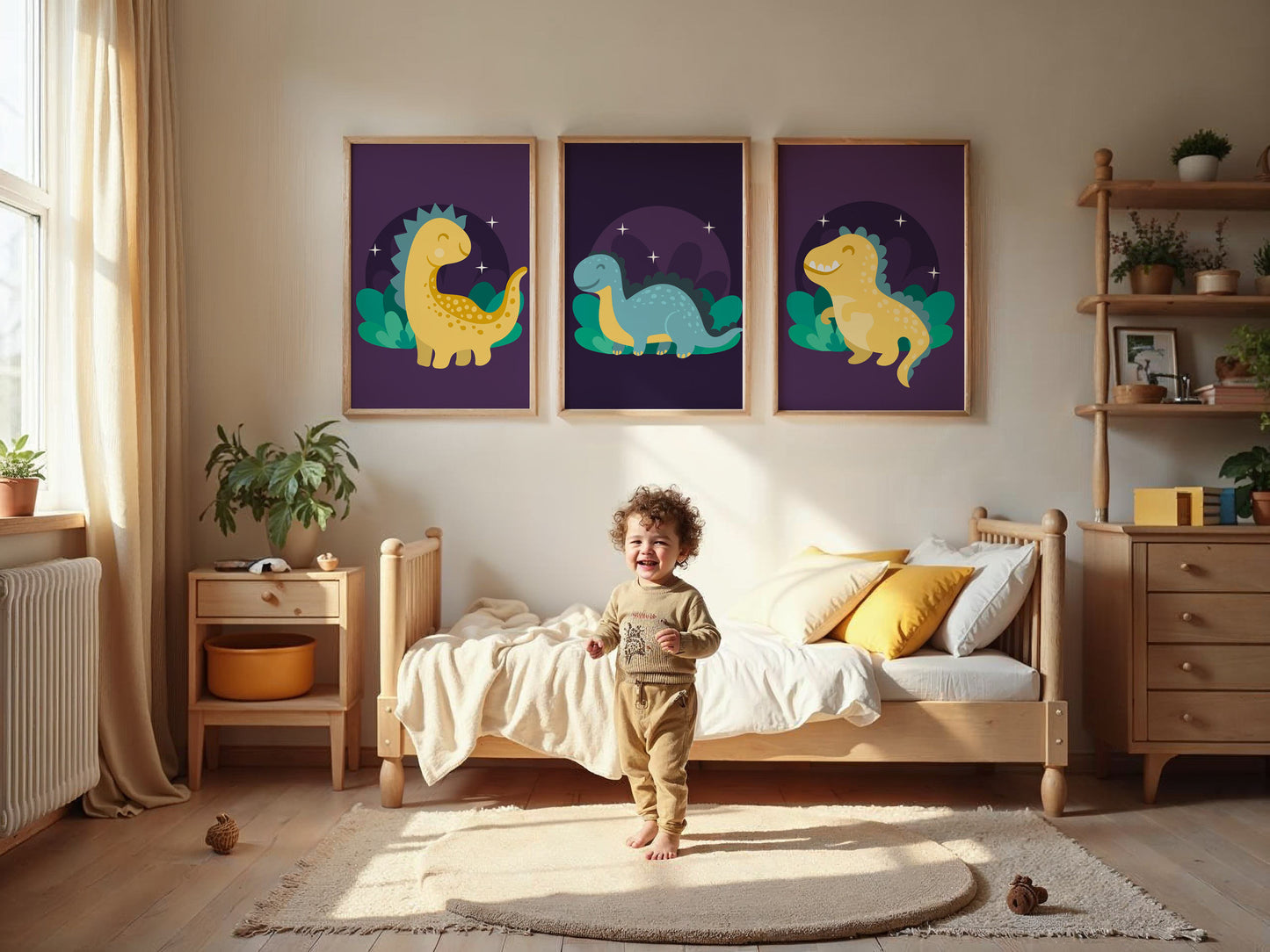 Dinosaur Posters for Children's Room - Decoration for Boy or Girl - 3 Prehistory Posters - Gift Idea - Quality Print