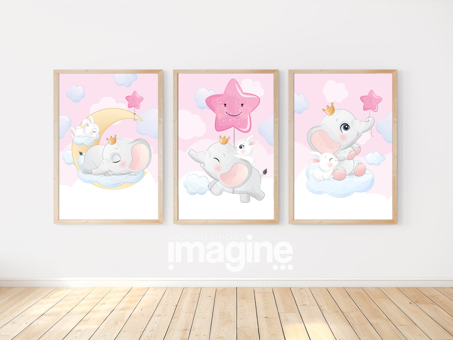 Affiches Éléphant mignon rose