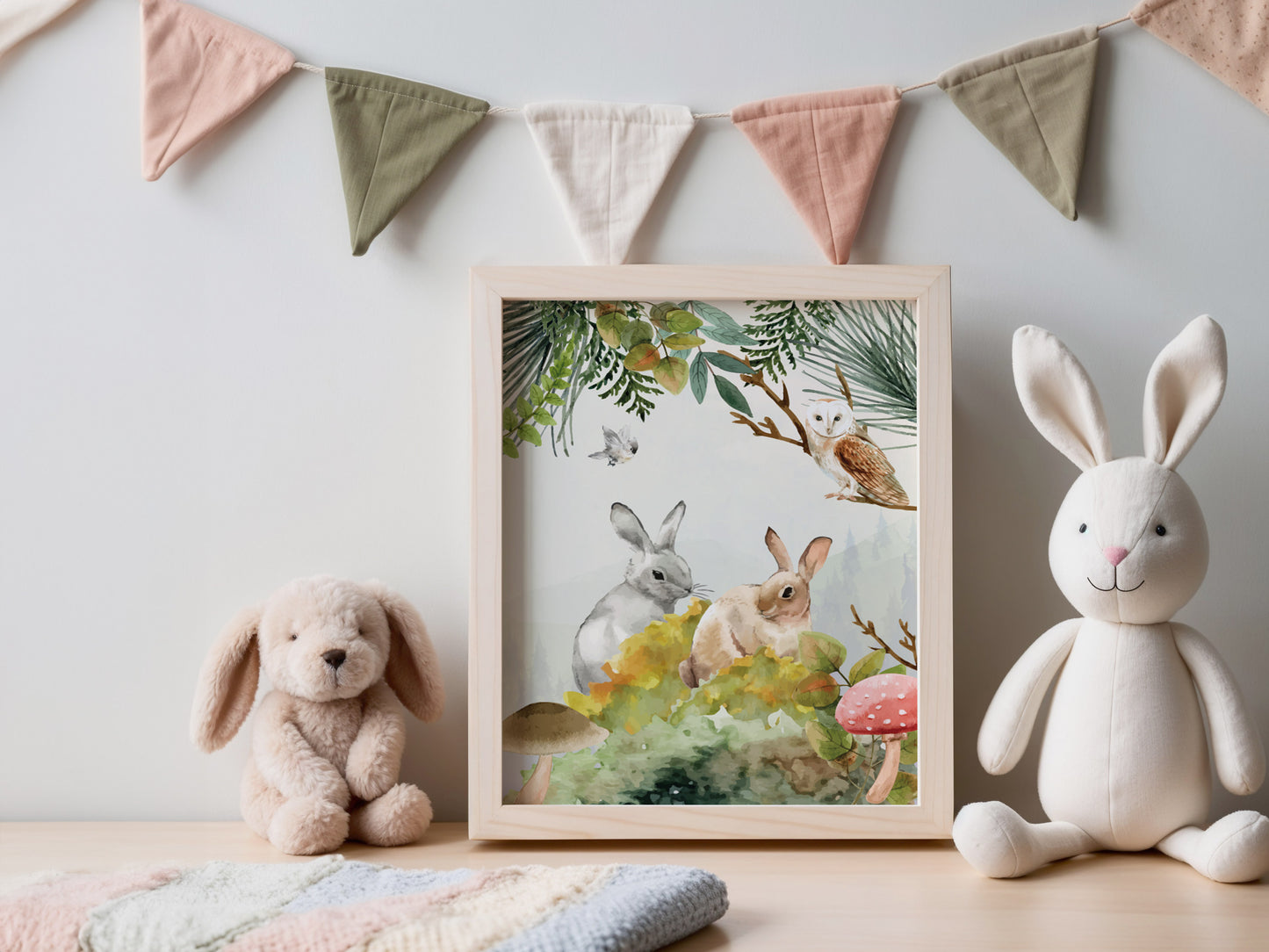 Set affiches "Forêt aquarelle" avec de beaux animaux un renard un lapin et un cerf