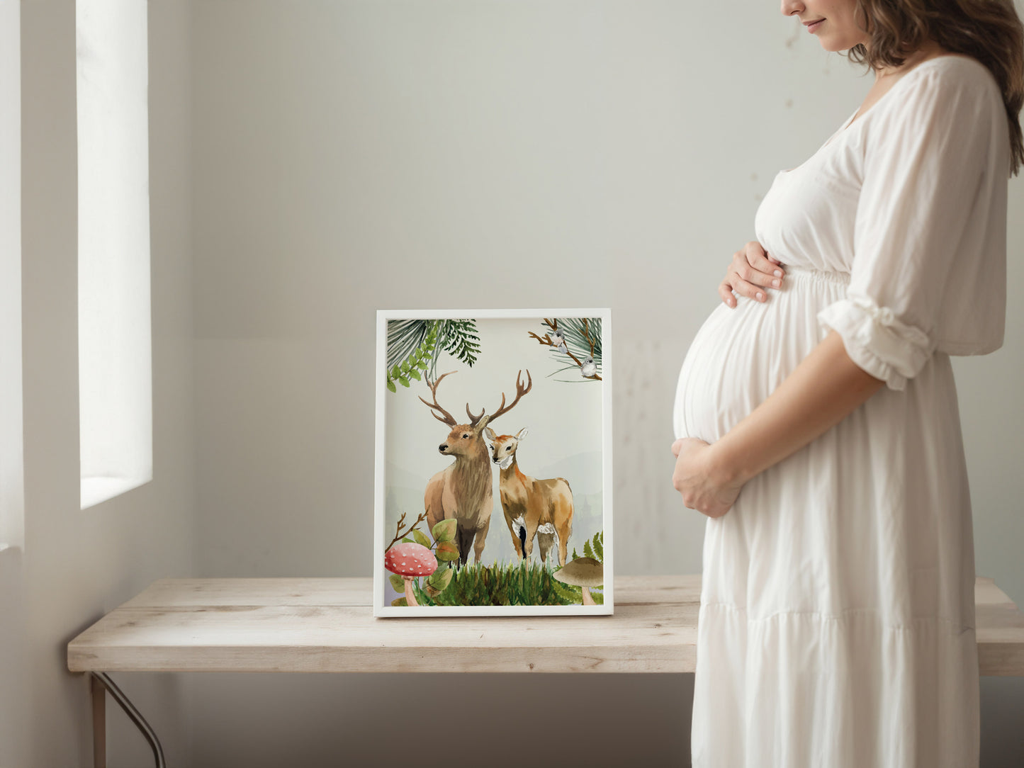Set affiches "Forêt aquarelle" avec de beaux animaux un renard un lapin et un cerf