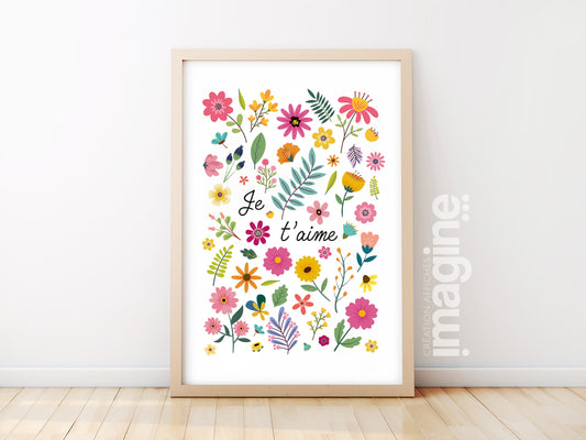 Poster I love you floral