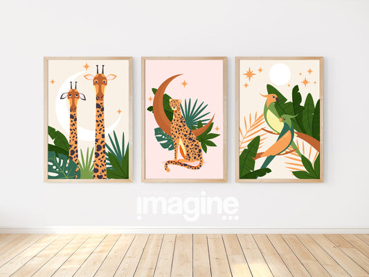 Bird Elephant Leopard Poster