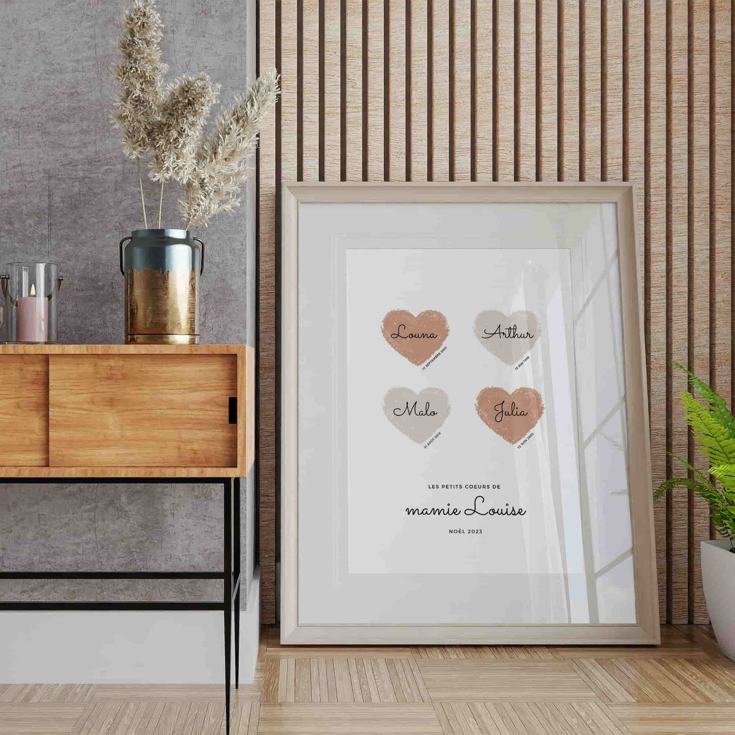 Affiche Personnalisée "Les Petits Cœurs de Mamie" – Le Cadeau Famille Idéal