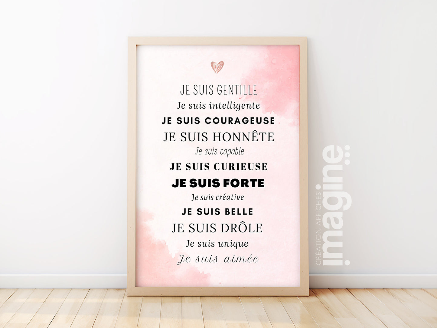 Affiche Motivation rose - phrases positives compliment