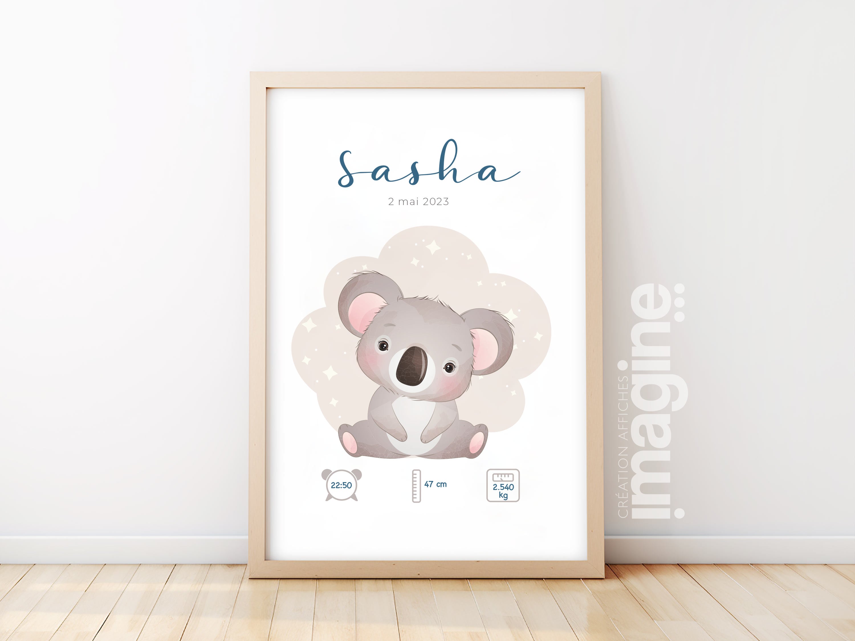 Affiche anniversaire personnalisée - Thème Koala mignon - Mmez Creazioni