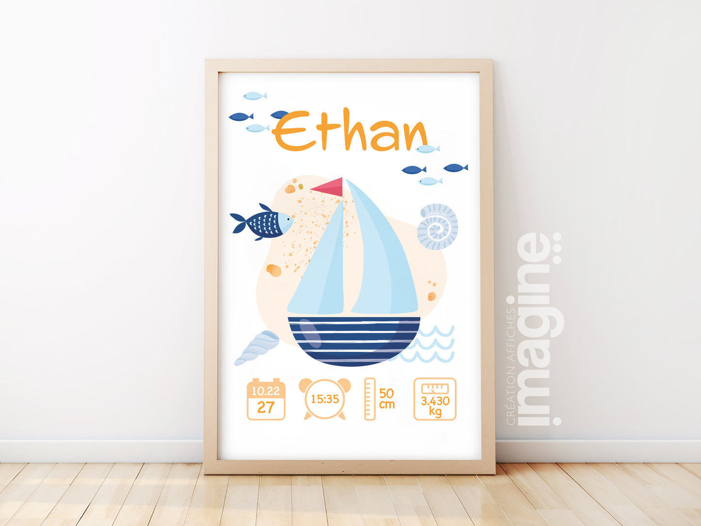 "Sailor" personalized birth poster