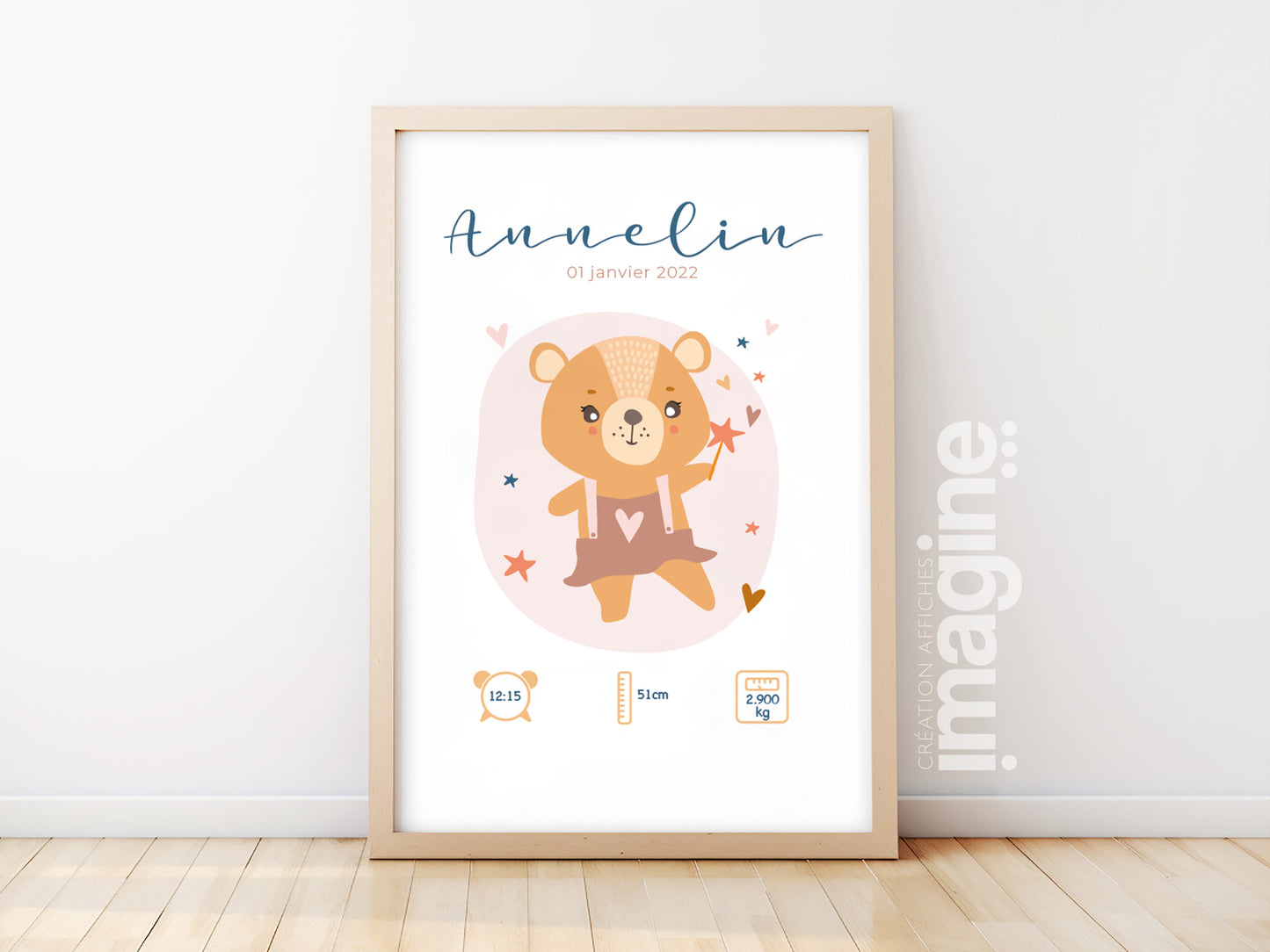 Personalized birth poster "Ourson"