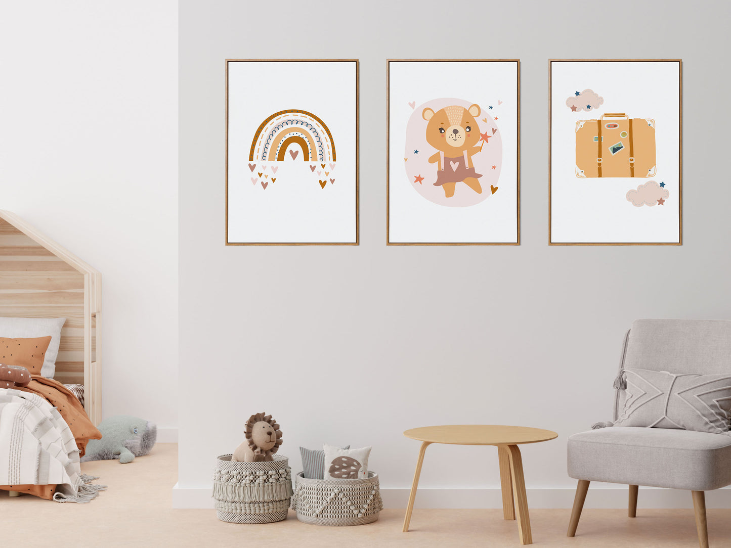 Affiches oursonne arc en ciel voyage pour chambre d'enfant