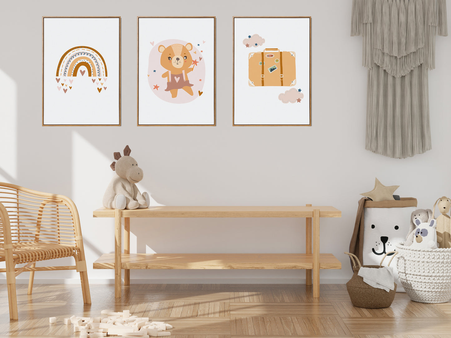 Affiches oursonne arc en ciel voyage pour chambre d'enfant