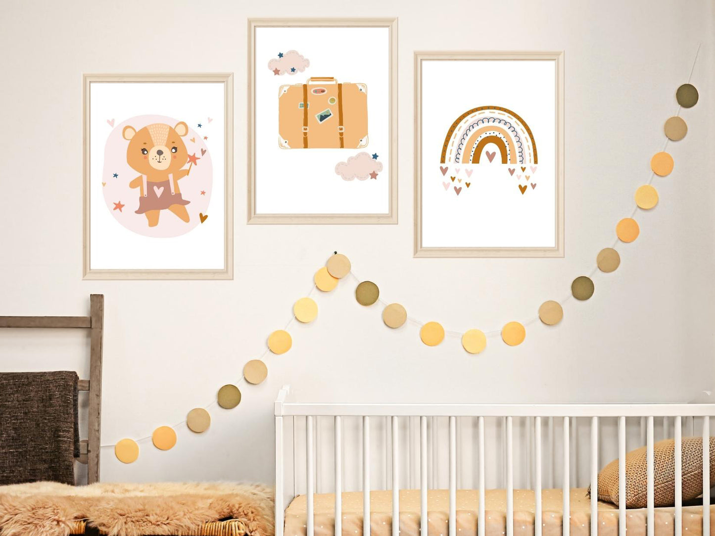 Affiches oursonne arc en ciel voyage pour chambre d'enfant