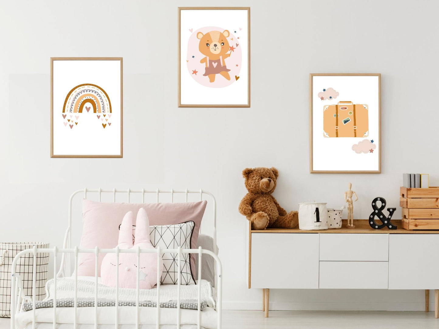 Affiches oursonne arc en ciel voyage pour chambre d'enfant
