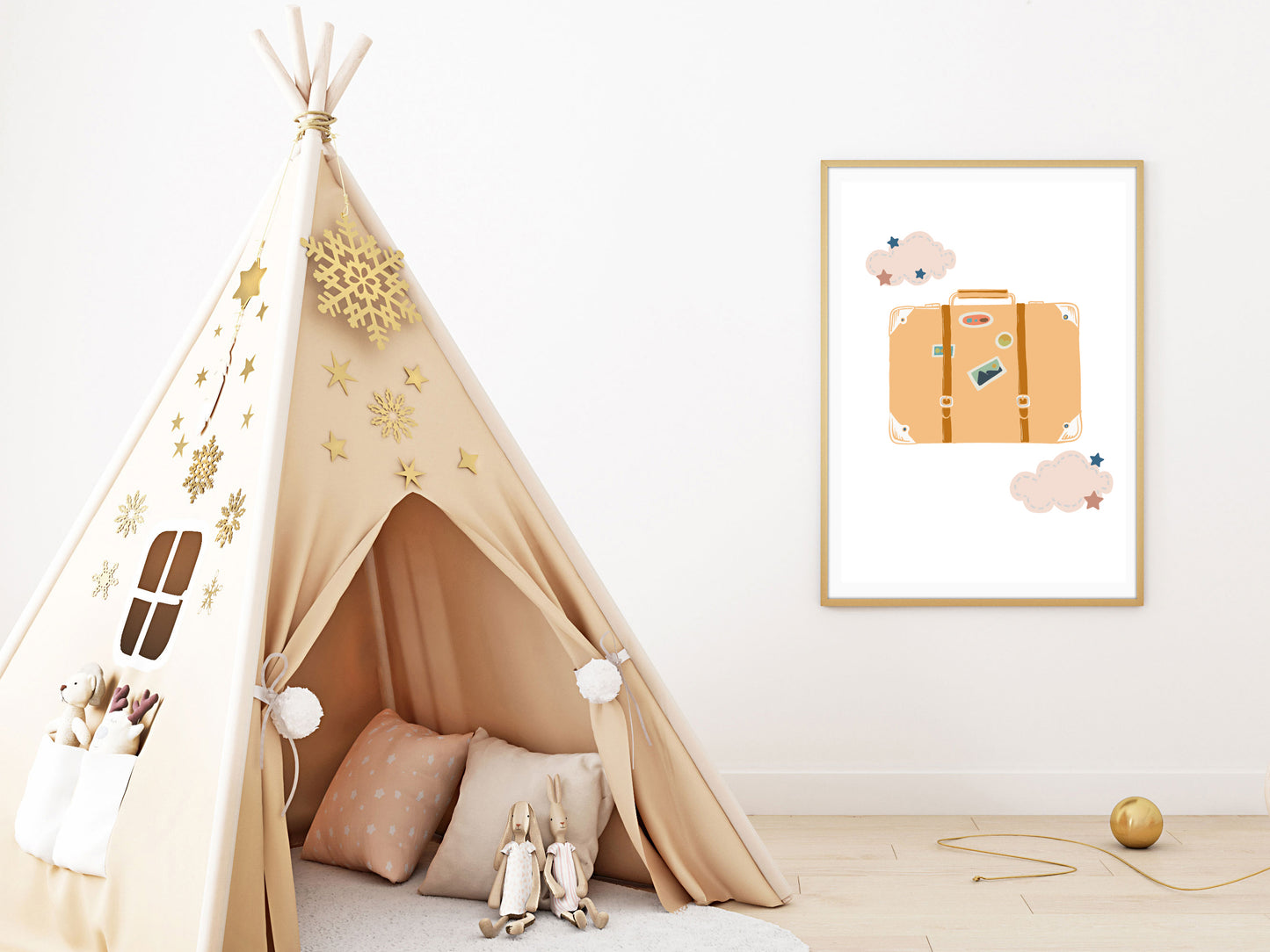 Affiches oursonne arc en ciel voyage pour chambre d'enfant