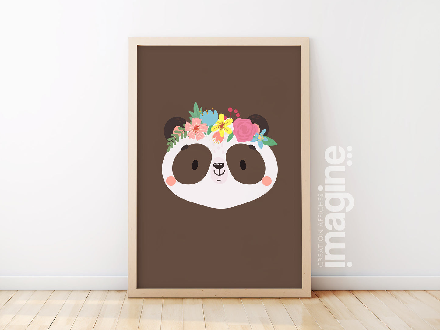 Romantic flower animal poster - deer rabbit lion panda koala bear fox forest jungle savannah - child girl boy - bedroom poster decoration