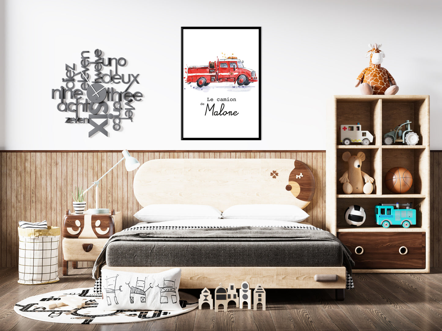 Affiche Personnalisée Camion de Pompier - Le Camion de {Prénom de l'Enfant}