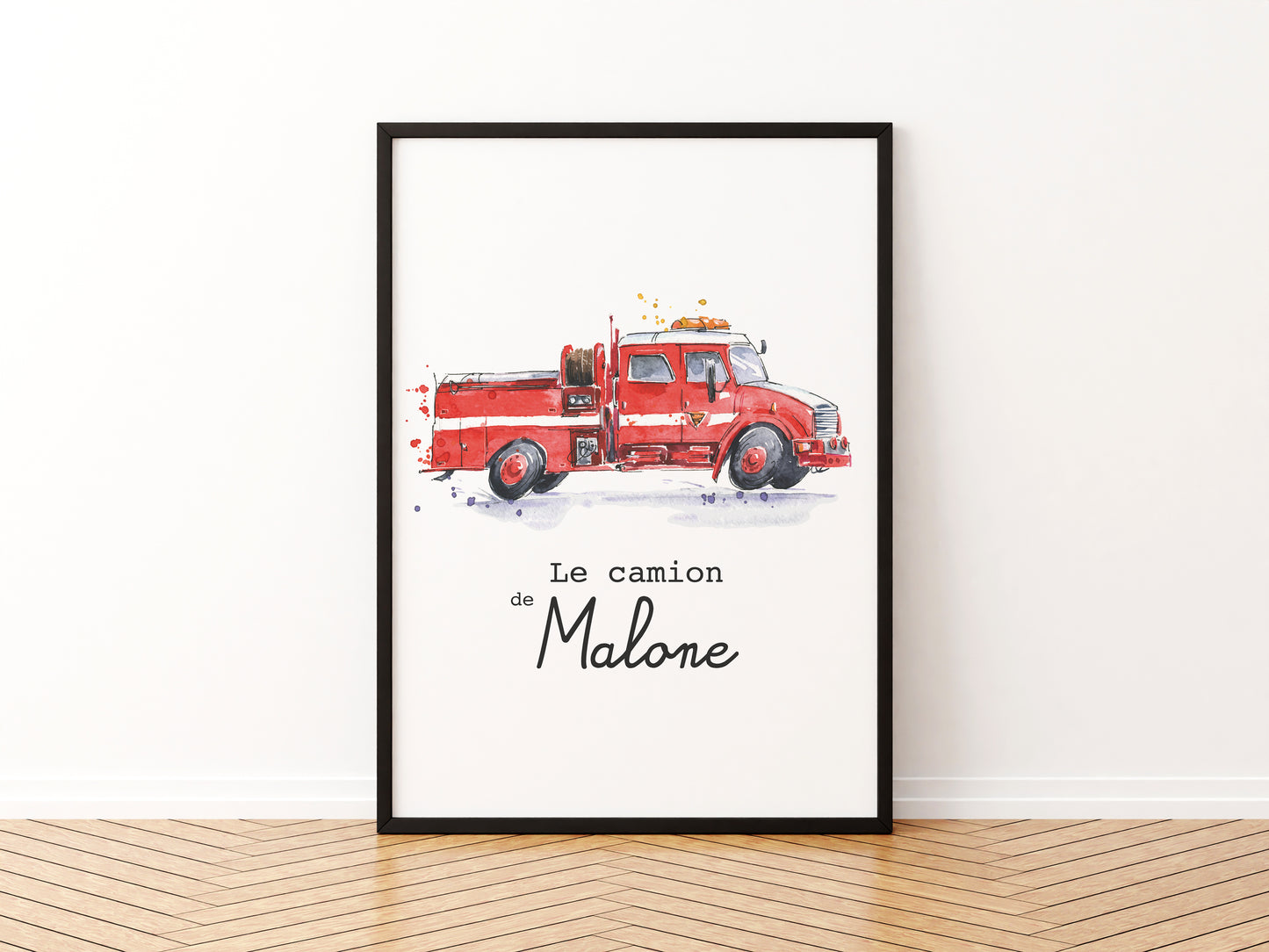 Affiche Personnalisée Camion de Pompier - Le Camion de {Prénom de l'Enfant}