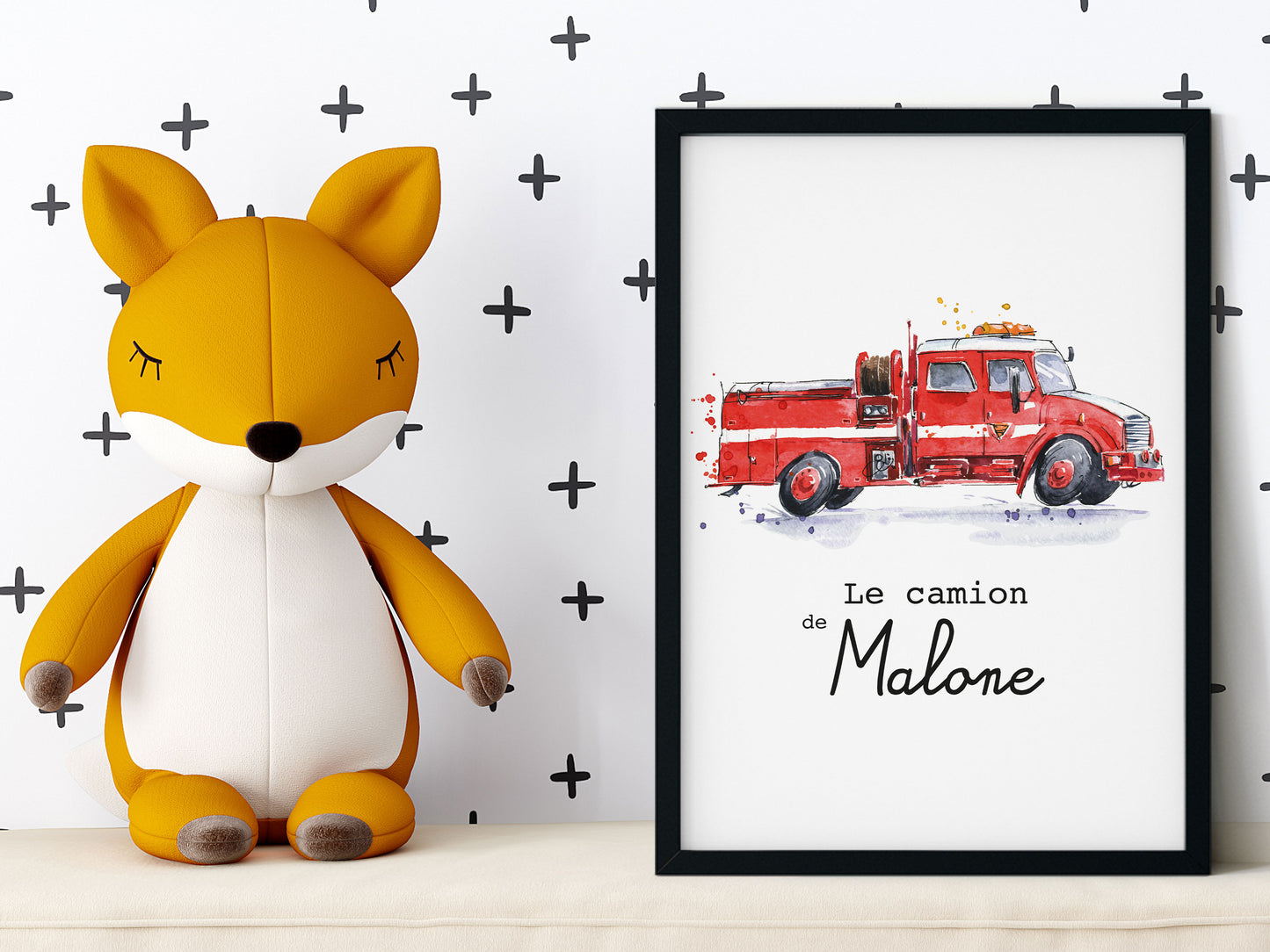 Affiche Personnalisée Camion de Pompier - Le Camion de {Prénom de l'Enfant}