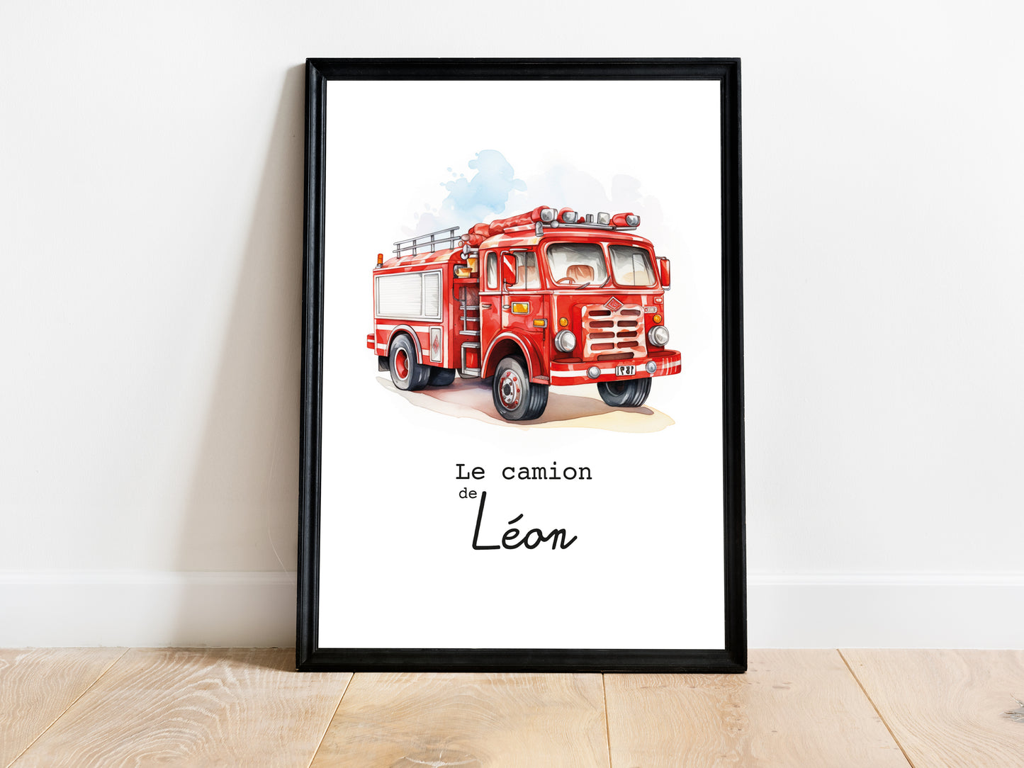 Affiche Personnalisée Camion de Pompier rouge