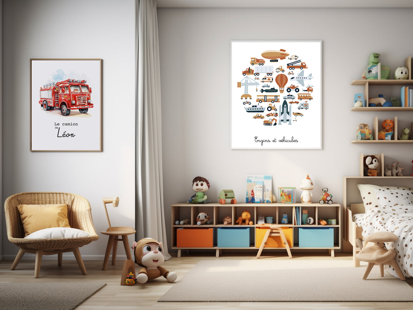 Affiche Personnalisée Camion de Pompier rouge