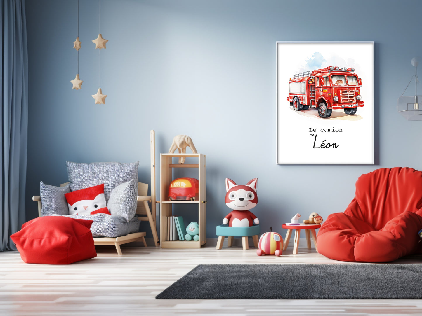 Affiche Personnalisée Camion de Pompier rouge