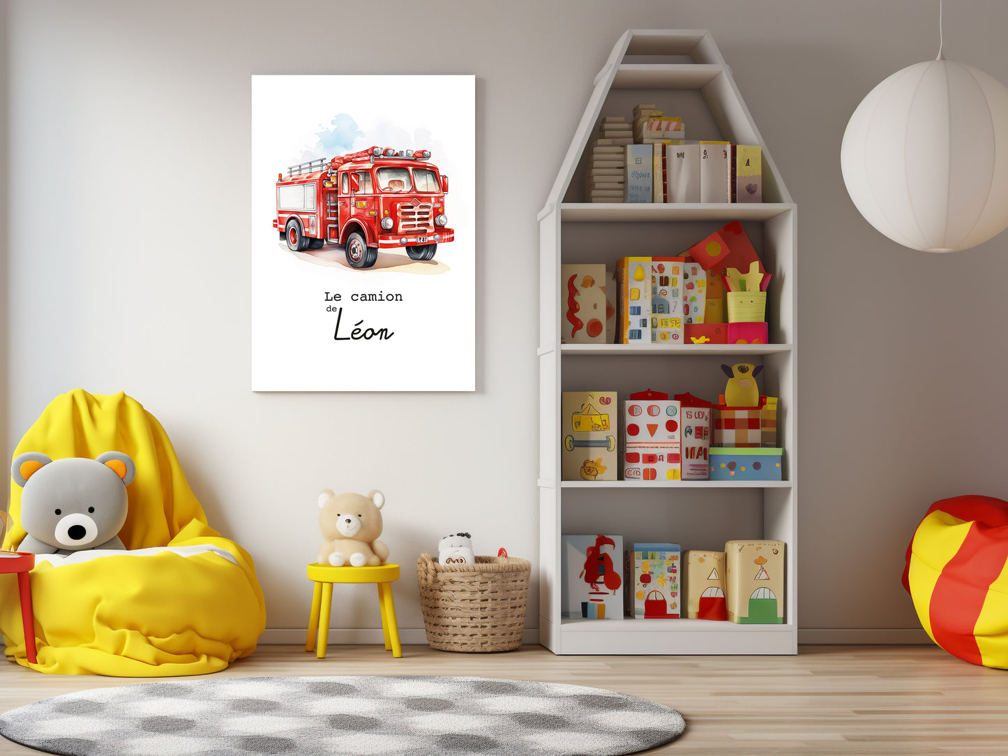 Affiche Personnalisée Camion de Pompier rouge