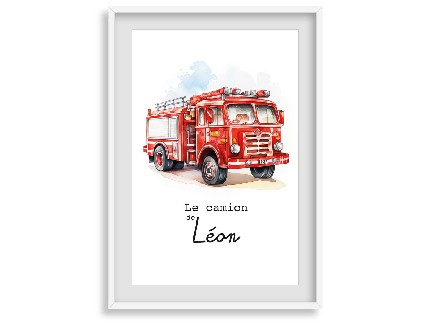 Affiche Personnalisée Camion de Pompier rouge