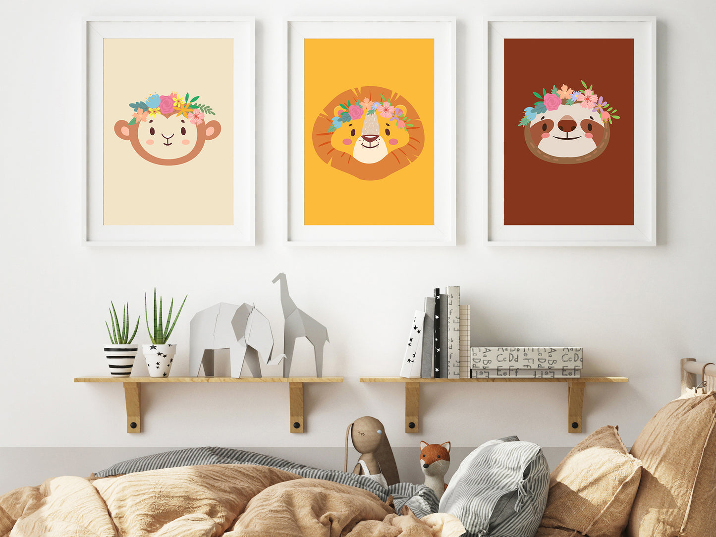 Affiche Lion Animaux romantique fleur